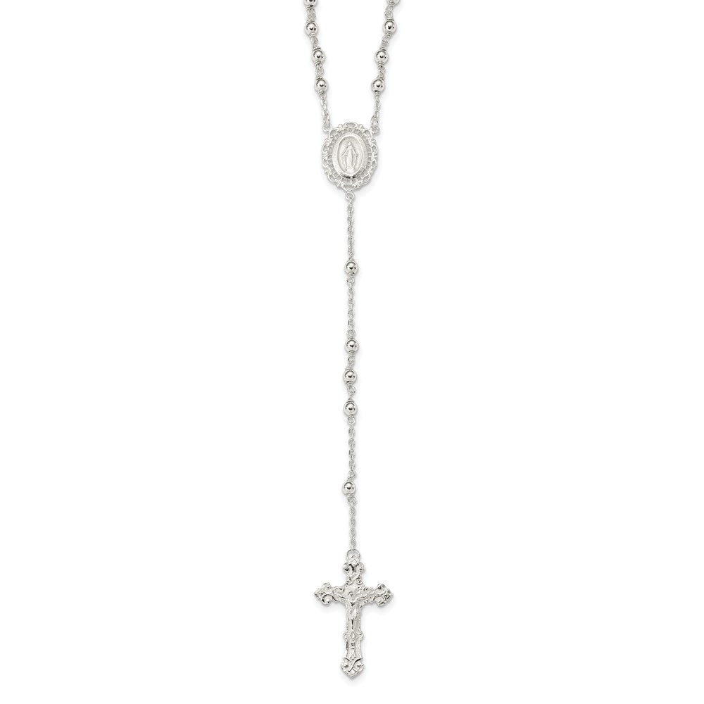 Sterling Silver Polished Rosary Necklace, 18 mm, 12.49 g