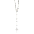 Sterling Silver Polished Bead Rosary 21 inch Necklace, 21 mm