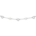 Sterling Silver Rhodium-plated 7-8mm White Teardrop Freshwater Cultured Pearl and Hearts 17 inch with 2 inch Extension Necklace, 19 mm