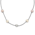Sterling Silver 9-11mm Multi-color Freshwater Cultured Pearl w/ 2in ext. Necklace, 19 x 11 mm