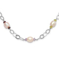 Sterling Silver 8-9mm Purple Freshwater Cultured Pearl & Multicolor Stone w/2in ext. Necklace, 19 mm