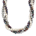Sterling Silver Rhodium 5-6mm FWC Semi Round Pearl w/2in ext. Necklace, 19 x 12 mm