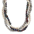 Sterling Silver RH 6-7mm White/Black/Silver FWC Pearl w/2in ext. Necklace, 19 x 15 mm