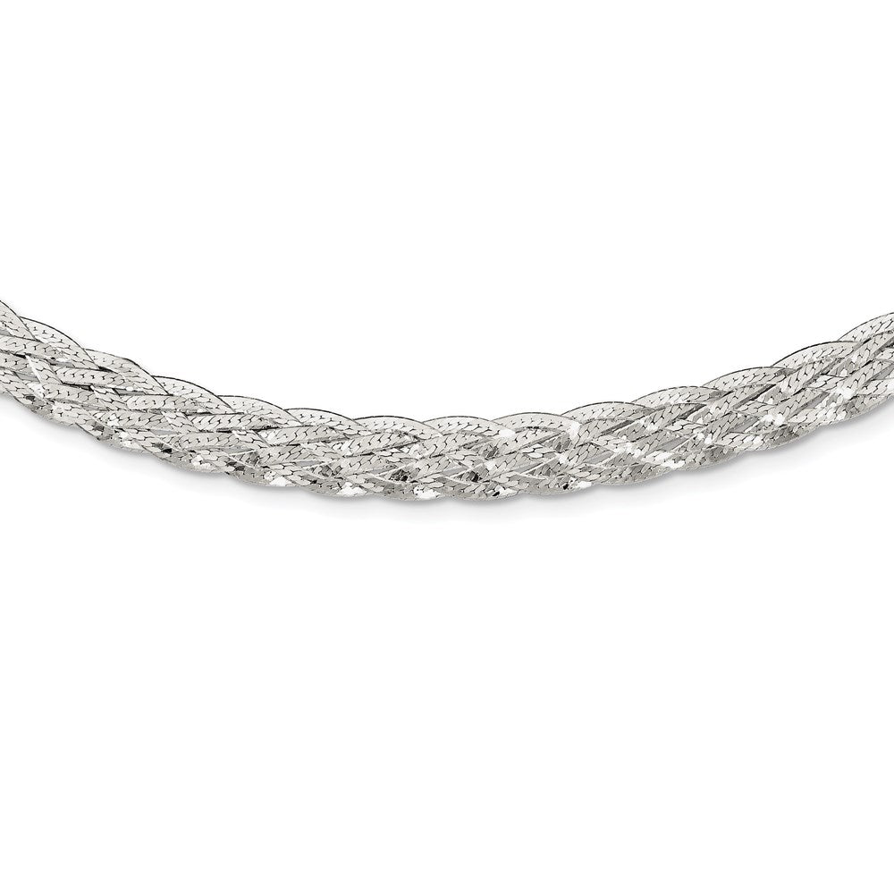 Sterling Silver 6.75mm Braided Fancy Necklace, 18 x 6.75 mm
