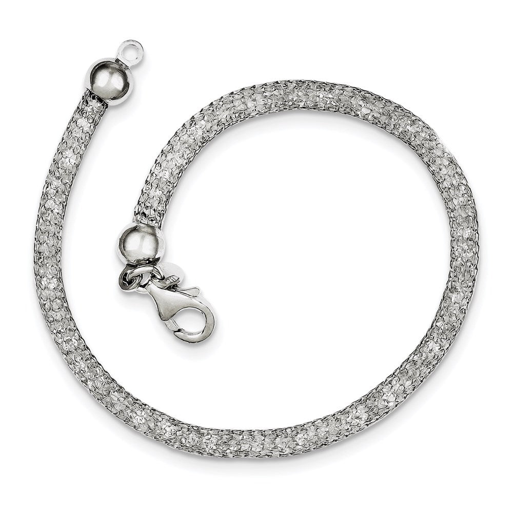 Sterling Silver Mesh & Strass Crystal Bracelet, 7.5 mm