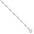 Sterling Silver Polished Beaded 6 Inch with 1 in Ext Bracelet, 7 x 3 mm