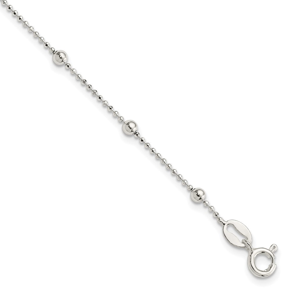 Sterling Silver Polished Beaded Bracelet, 7 x 3 mm