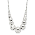 Sterling Silver Graduated Beads Necklace, 18 x 8 mm
