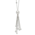 Sterling Silver Polished Beaded Tassel Necklace, 18 x 8 mm