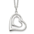 Sterling Silver Double Heart Necklace, 18 x 23 mm