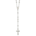 Sterling Silver Polished and Textured Bead Rosary 26 inch Necklace, 26 mm