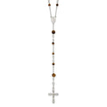 Sterling Silver Polished Tiger Eye Bead Rosary 33 inch Necklace, 33 mm