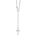 Sterling Silver Polished Bead Rosary 16 inch Necklace, 16 mm