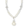 Sterling Silver FW Cultured Pearl & Crystal Bead W/2in Ext Necklace, 18 mm