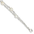 Sterling Silver White FW Cultured Pearl 7.5 inch Bracelet, 7.5 x 10 mm