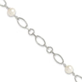 Sterling Silver Polished FW Cultured Pearl Bracelet, 7.5 mm