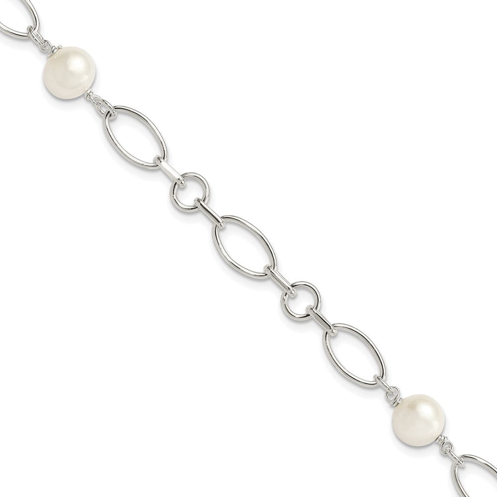 Sterling Silver Polished FW Cultured Pearl Bracelet, 7.5 mm