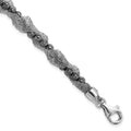 Sterling Silver Ruthenium-plated Fancy D/C Beaded & Mesh Bracelet, 7.25 x 8 mm