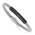 Sterling Silver Ruthenium-plated Bar Mesh Bracelet, 7.5 x 6.1 mm