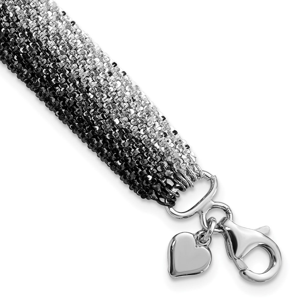Sterling Silver Black Ruthenium-plated 8-Strand Bracelet, 7.25 x 12.5 mm