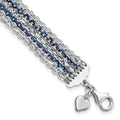 Sterling Silver Rhodium & Blue-Plated Multi-Strand Chain Bracelet, 7.5 x 13 mm