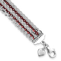 Sterling Silver Rhodium & Red-Plated Multi-Strand Chain Bracelet, 7.5 x 13 mm