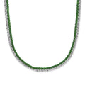 Sterling Silver Rhodium & Green-plated 2-Strand Adjustable Necklace, 20 x 3 mm