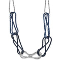 Sterling Silver Rhodium & Blue-plated Chain Link Necklace, 18 x 14 mm