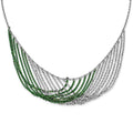 Sterling Silver Rhodium & Green-plated Multi-Strand w/2in ext Necklace, 20 x 40 mm