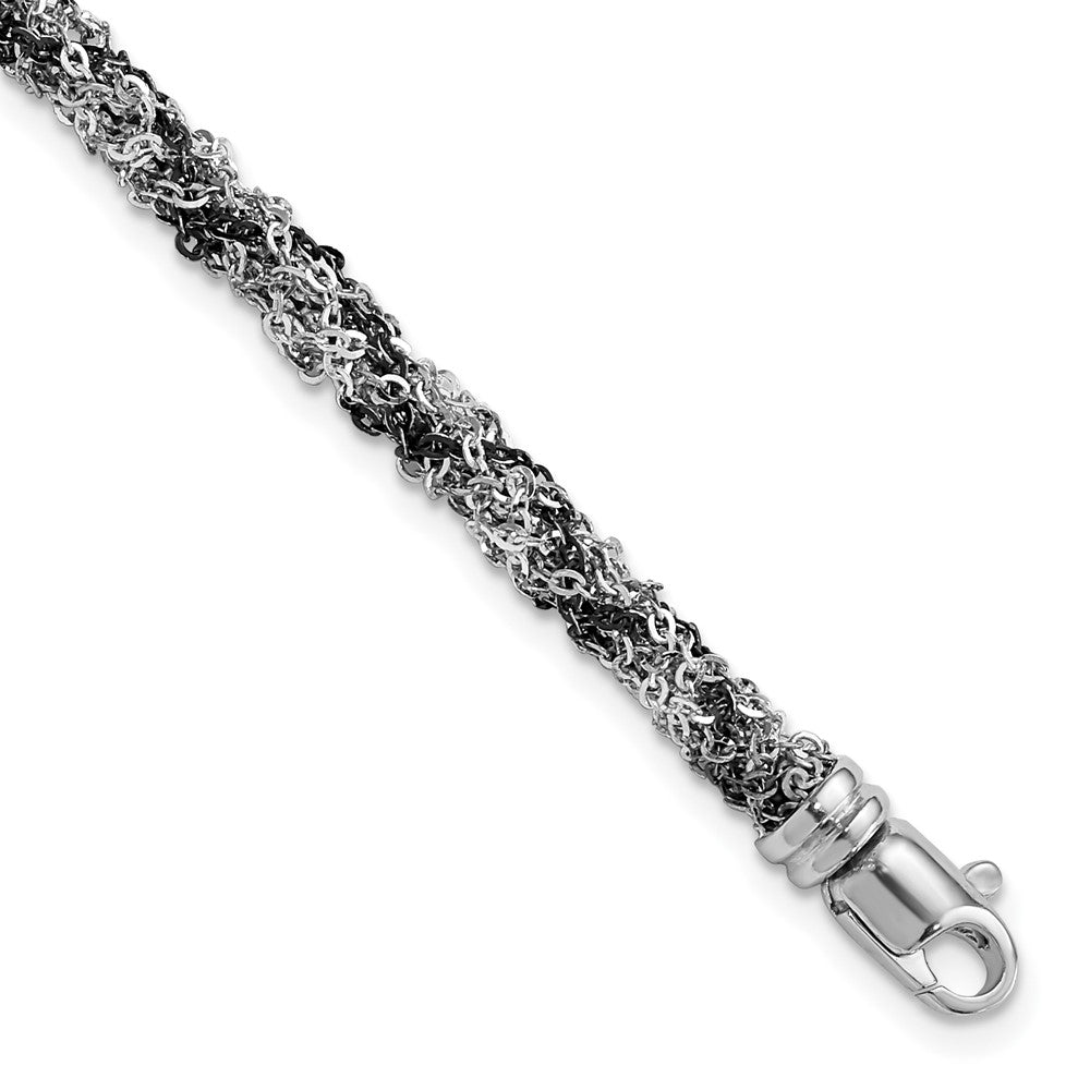 Sterling Silver & Ruthenium-plated Twisted Chain Bracelet, 7.25 x 4 mm