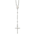 Sterling Silver Polished Rosary Necklace, 16 mm