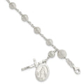 Sterling Silver Polished Laser-cut Rosary Bracelet, 7.75 mm