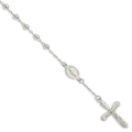 Sterling Silver Polished Beaded Single Decade Rosary 7.5 inch Bracelet, 7.5 mm