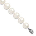 Sterling Silver Rhodium-plated 11-12mm White Near-Round Freshwater Cultured Pearl 7.25 inch Bracelet, 7.25 mm