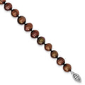 Sterling Silver 9-10mm Coffee Egg Shape FW Cultured Pearl Necklace, 24 x 9.5 mm