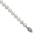 Sterling Silver Rhodium-plated 6-7mm Grey Near-Round Freshwater Cultured Pearl 7.25 inch Bracelet, 7.25 mm