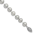 Sterling Silver Rhodium-plated 7-8mm Grey Near-Round Freshwater Cultured Pearl 7.25 inch Bracelet, 7.25 mm