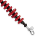 Sterling Silver Agate & Red Reconstructed Magnesite w/1in ext Bracelet, 8.5 x 16.2 mm