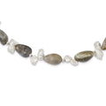 Sterling Silver Labradorite & FWC Keshi Pearl w/2in Ext. Fancy Necklace, 18 x 9 mm