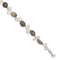 Sterling Silver Labradorite & FWC Keshi Pearl w/1in Ext. Fancy Bracelet, 7 mm