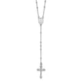 Sterling Silver Rhodium-plated Polished Beaded Rosary 24 inch Necklace, 24 x 16.5 mm