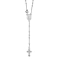 Sterling Silver 18 Rhodium Plated Polished Beaded Rosary, 18 x 10.6 mm