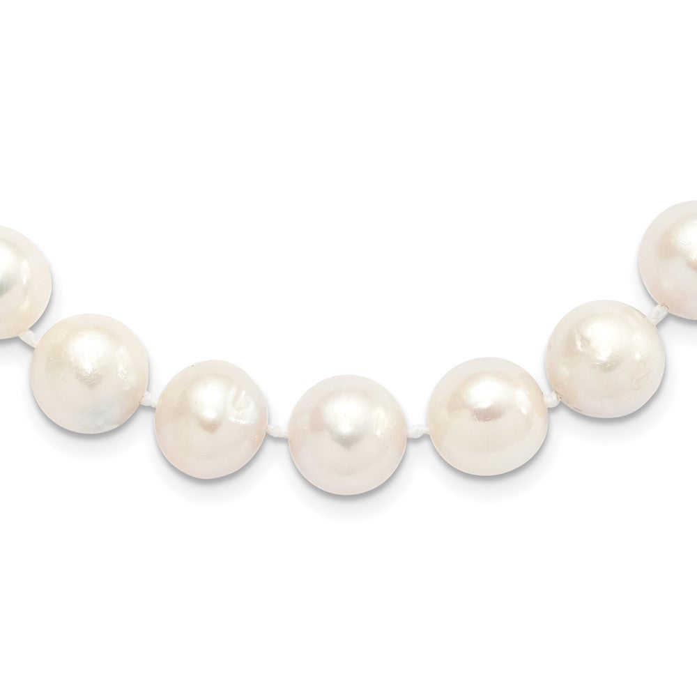 Sterling Silver Rhodium-plated 12-13mm White Near-Round Freshwater Cultured Pearl 18 inch Necklace, 18 mm