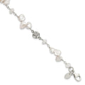 Sterling Silver FWC Keshi Pearl w/Moonstone 1in Ext. Fancy Bracelet, 8.5 x 15.91 mm