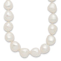 Sterling Silver Rhodium-plated 11-12mm White Baroque Freshwater Cultured Pearl 18 inch Necklace, 18 mm