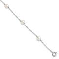 Sterling Silver Rhodium-plated 4-5mm White Semi-Round Freshwater Cultured Pearl 5-Station 7 inch Bracelet, 7 mm