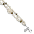 Sterling Silver Labradorite & Freshwater Cultured Pearl 2-Strand w/1in ext. Bracelet, 8 x 12.1 mm