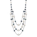Sterling Silver Rhodium-plated 6-10mm White and Black Freshwater Cultured Pearl Layered 17 inch with 2 inch Extension Necklace, 19 x 9 mm