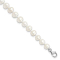 Sterling Silver Rhodium-plated 7-8mm White Near-Round Freshwater Cultured Pearl and CZ 8.5 with 2 inch Extension Anklet, 10.5 mm