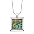 Sterling Silver Rhodium-plated Abalone Pendant Necklace, 18 x 25 mm